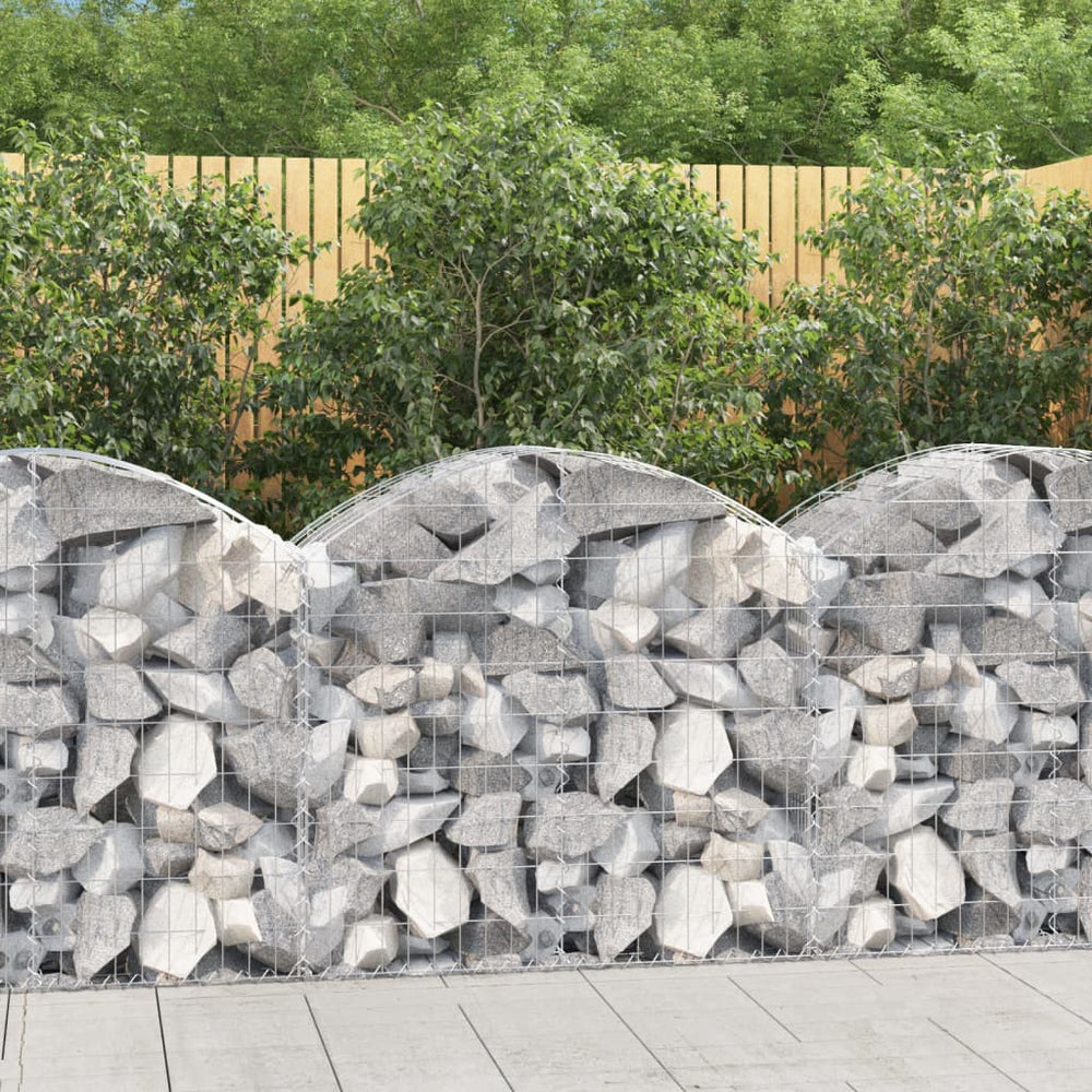 vidaXL Gabion with High Arch 100x50x80/100 cm Galvanised Iron