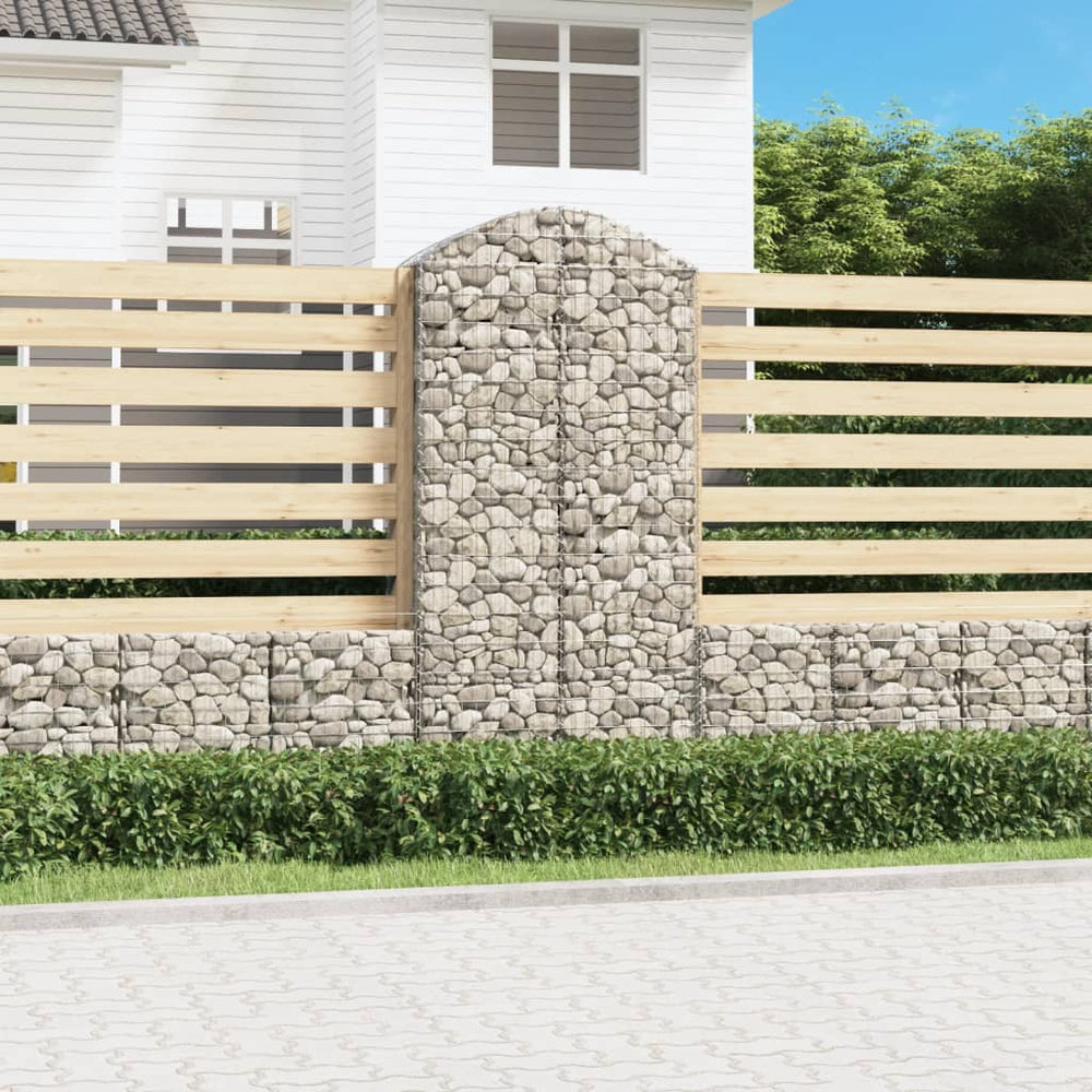 vidaXL Gabion with Arched Top 100x50x200/220 cm Galvanized Iron
