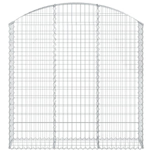 Gabione mit Hochbogen 150x30x140/160 cm Verzinktes Eisen