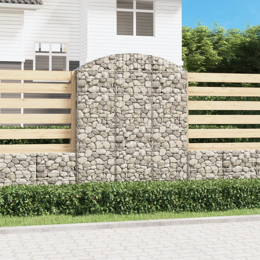 vidaXL Gabion with Arched Top 150x30x180/200 cm Galvanized Iron
