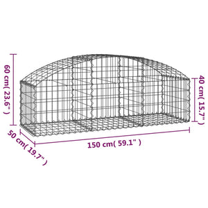 Gabione mit Hochbogen 150x50x40/60 cm Verzinktes Eisen