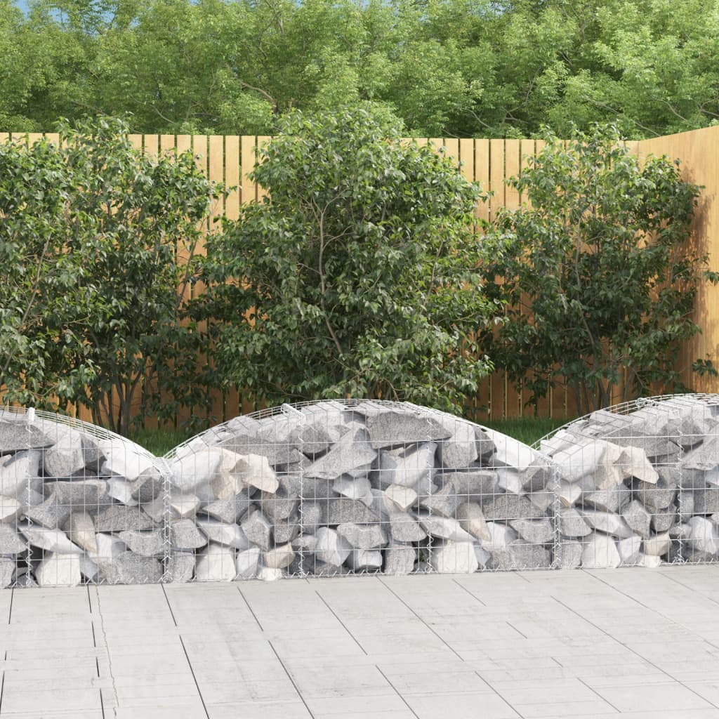 Gabione mit Hochbogen 150x50x40/60 cm Verzinktes Eisen