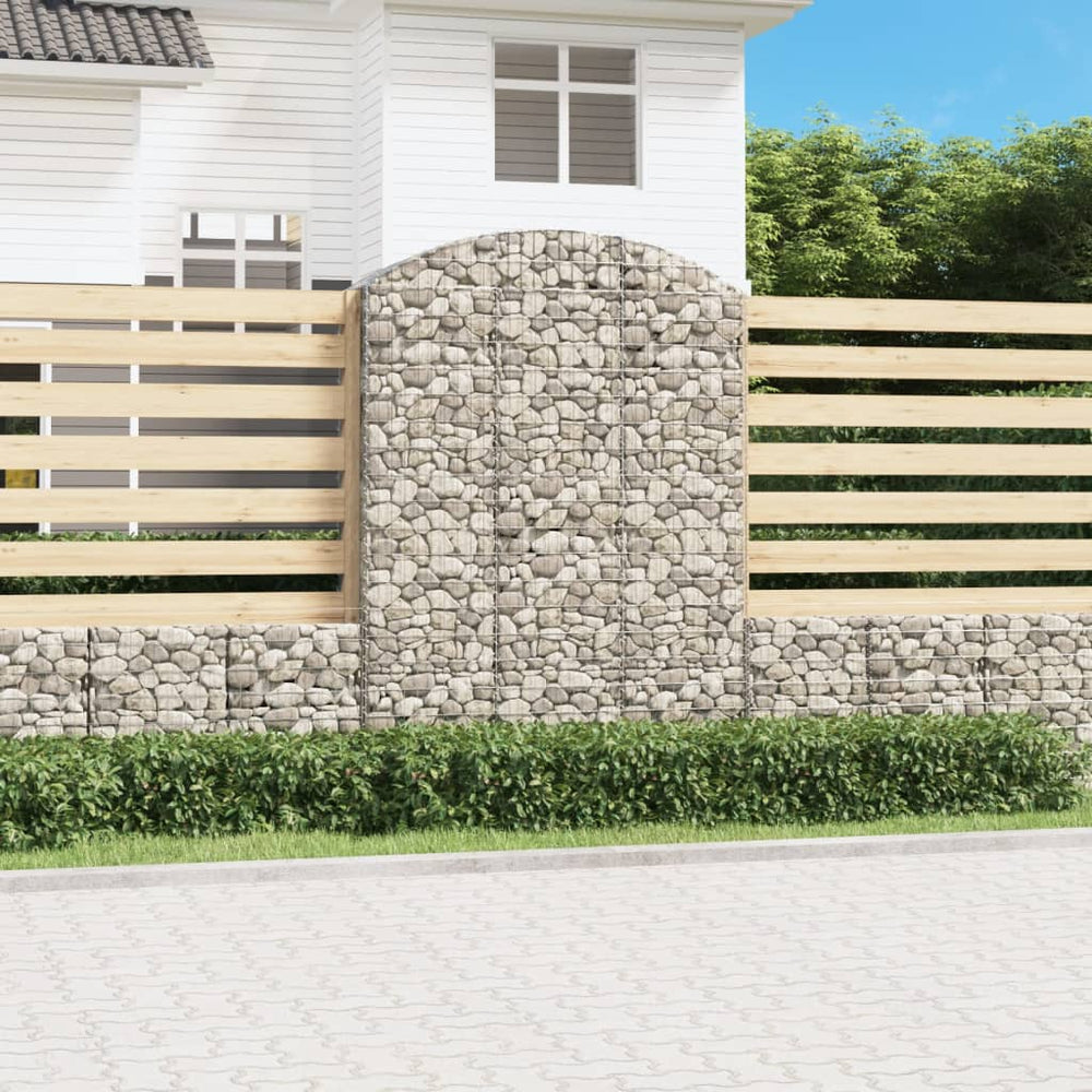 vidaXL Gabion with Arched Top 150x50x200/220 cm Galvanized Iron