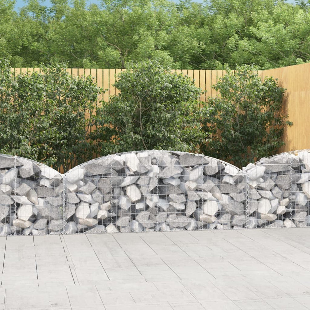 vidaXL Gabion Raised Bed with Arch 200x30x60/80 cm Galvanised Iron
