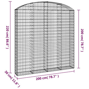 Gabione mit Hochbogen 200x30x200/220 cm Verzinktes Eisen