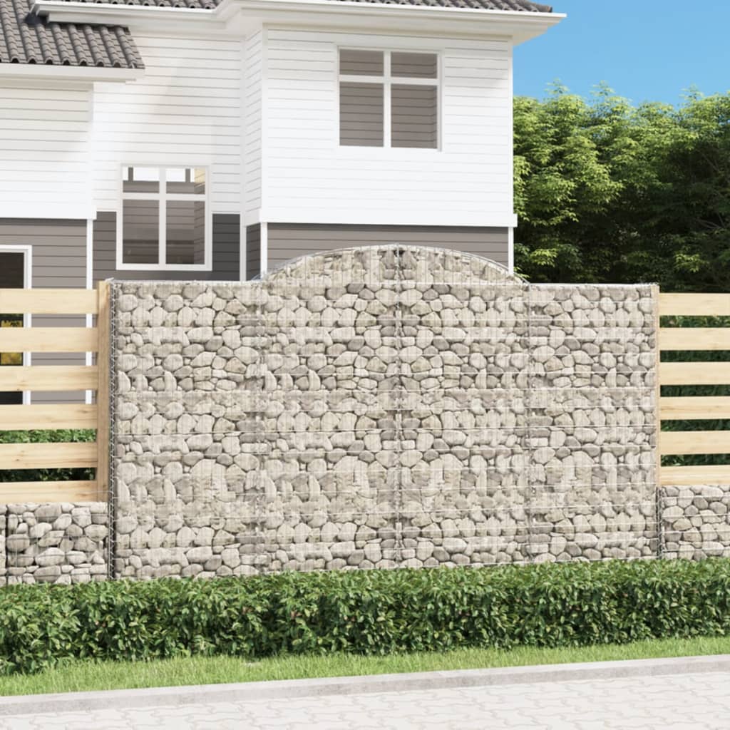 Gabione mit Hochbogen 300x30x180/200 cm Verzinktes Eisen