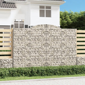 Gabione mit Hochbogen 300x30x200/220 cm Verzinktes Eisen