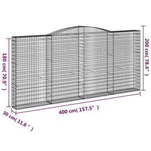 Gabione mit Hochbogen 400x30x180/200 cm Verzinktes Eisen