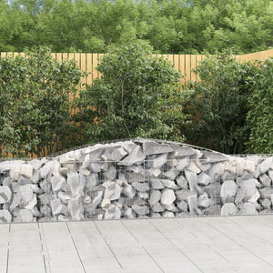 Gabione mit Hochbogen 400x50x60/80 cm Verzinktes Eisen