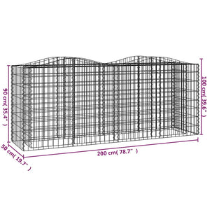 Gabionen-Hochbeet mit Hochbogen 200x50x100 cm Verzinktes Eisen