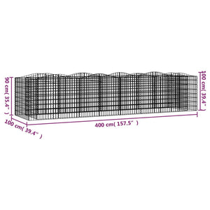 Gabionen-Hochbeet mit Hochbogen 400x100x100 cm Verzinktes Eisen