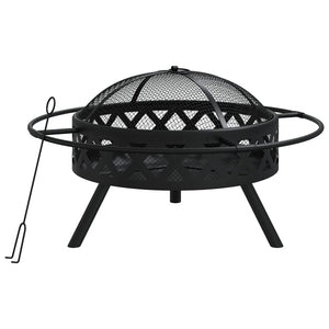 vidaXL Foyer extérieur avec tisonnier 70 cm XXL Acier
