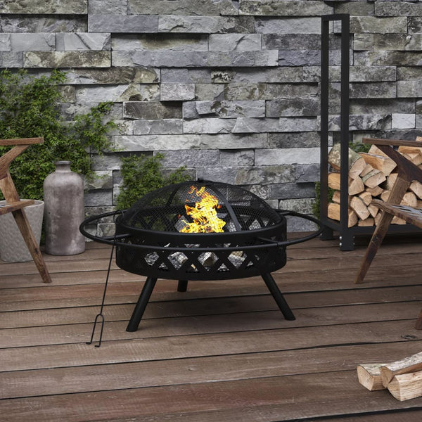 vidaXL Foyer extérieur avec tisonnier 70 cm XXL Acier