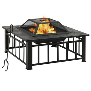vidaXL Brasero avec tisonnier 79x79x46,5 cm XXL Acier