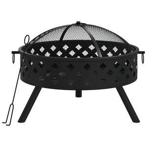 vidaXL Brasero avec tisonnier 58 cm XXL Acier