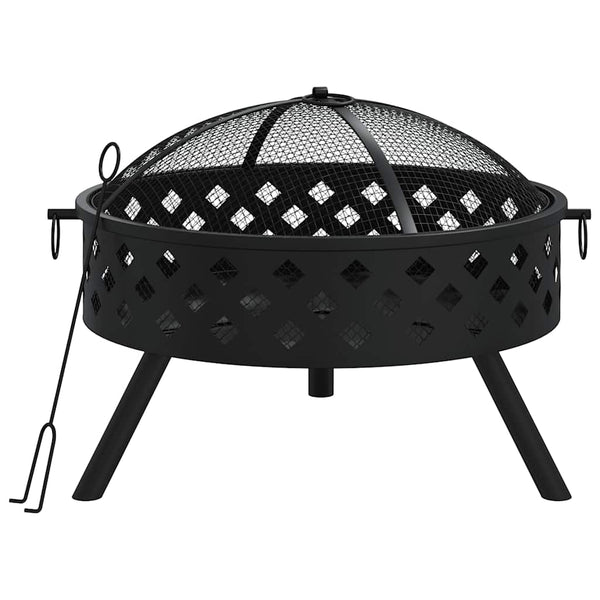 vidaXL Brasero avec tisonnier 58 cm XXL Acier