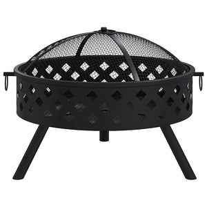 vidaXL Brasero avec tisonnier 58 cm XXL Acier