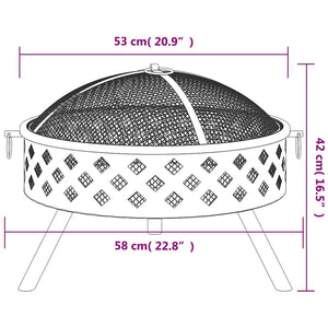 vidaXL Brasero avec tisonnier 58 cm XXL Acier