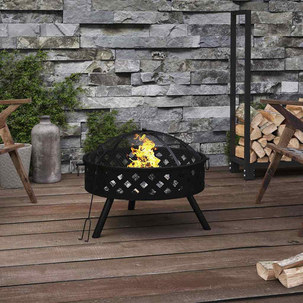 vidaXL Brasero avec tisonnier 58 cm XXL Acier