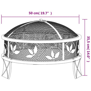 vidaXL Brasero avec tisonnier 50 cm XXL Acier