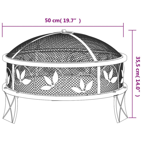 vidaXL Brasero avec tisonnier 50 cm XXL Acier