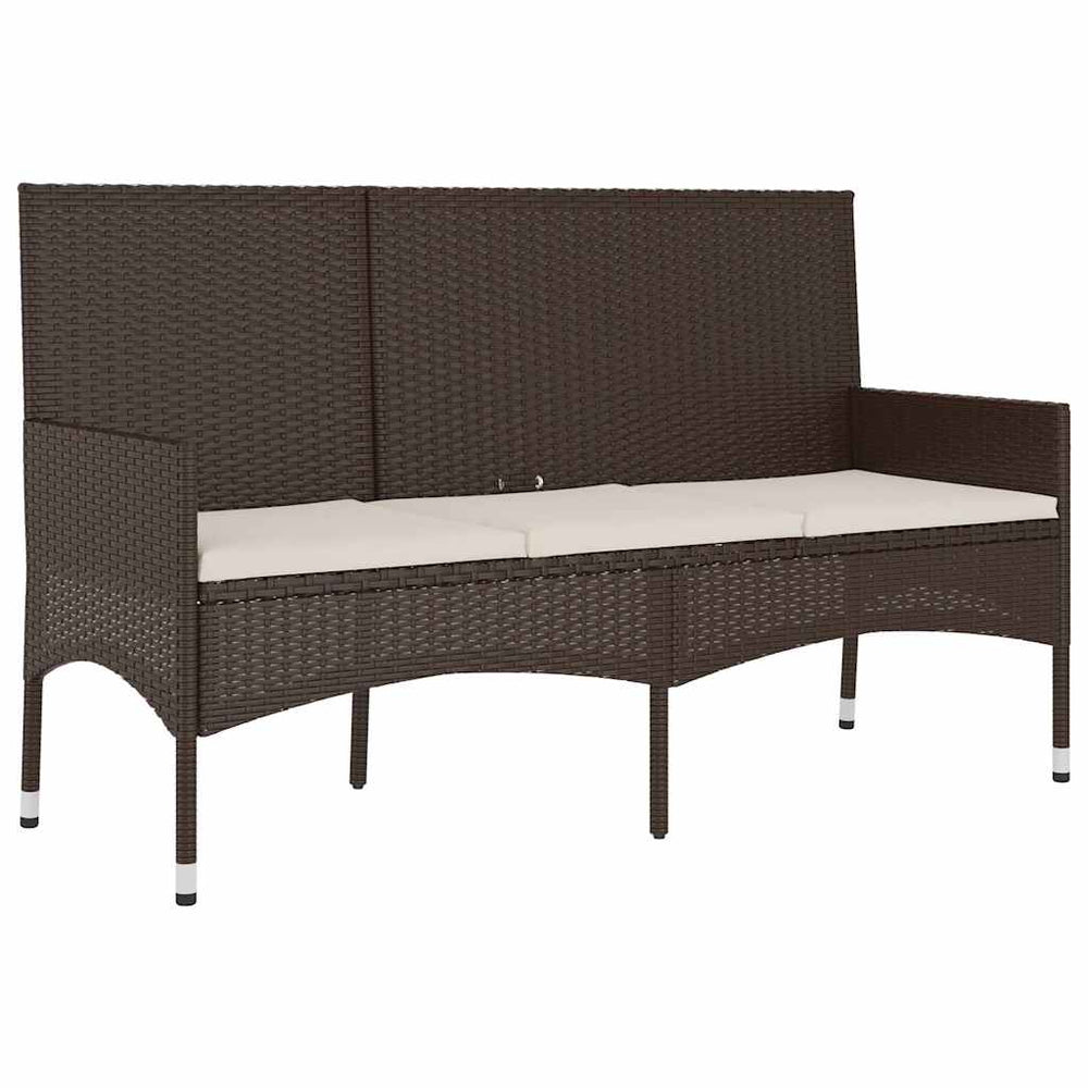 3-Sitzer Gartenbank Braun Poly Rattan mit Kissen