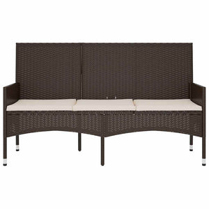 vidaXL Banc de jardin 3 places avec coussins Marron Résine tressée