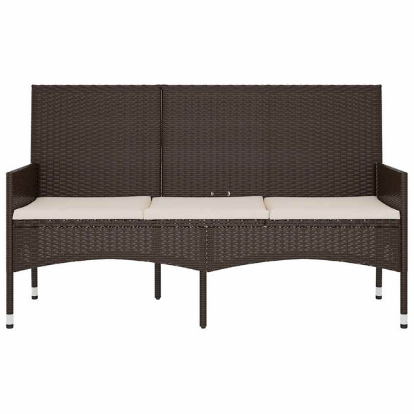 vidaXL Banc de jardin 3 places avec coussins Marron Résine tressée