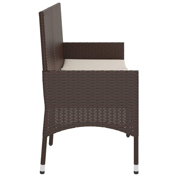 vidaXL Banc de jardin 3 places avec coussins Marron Résine tressée