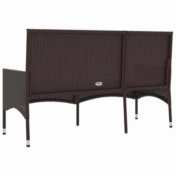 vidaXL Banc de jardin 3 places avec coussins Marron Résine tressée