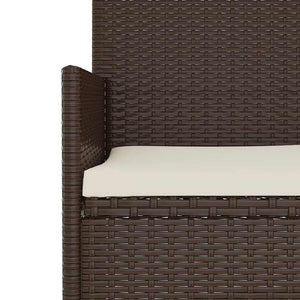 vidaXL Banc de jardin 3 places avec coussins Marron Résine tressée