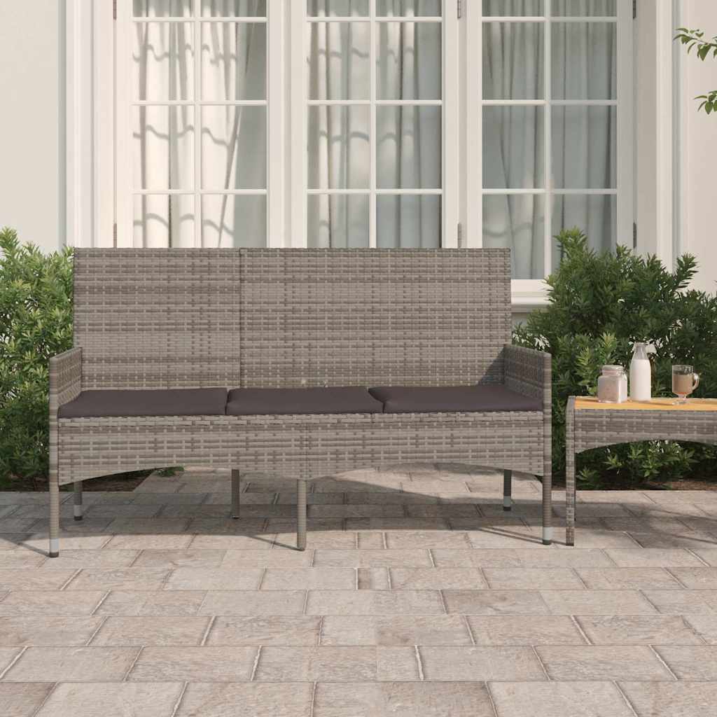 Gartenbank 3-Sitzer Grau mit Kissen