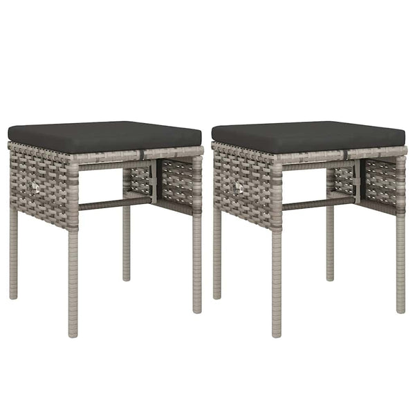 6-tlg. Garten-Lounge-Set mit Kissen Grau Poly Rattan