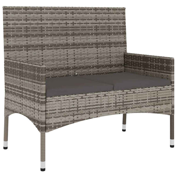6-tlg. Garten-Lounge-Set mit Kissen Grau Poly Rattan