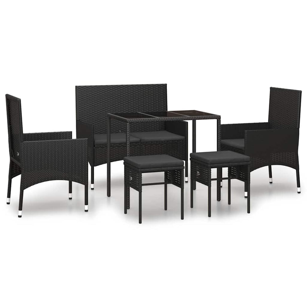 6-teiliges Garten Lounge Set Schwarz