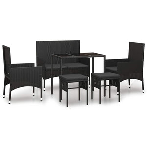 6-teiliges Garten Lounge Set Schwarz