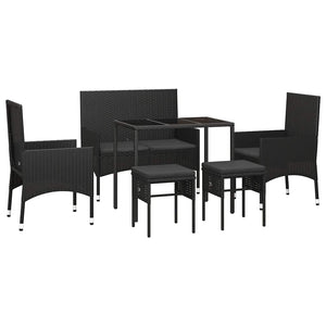 6-teiliges Garten Lounge Set Schwarz
