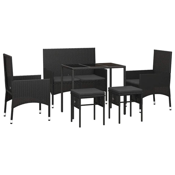 6-teiliges Garten Lounge Set Schwarz
