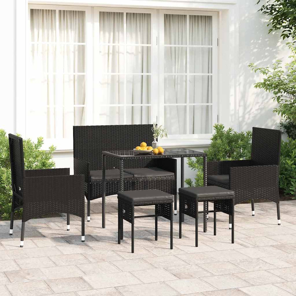 6-teiliges Garten Lounge Set Schwarz