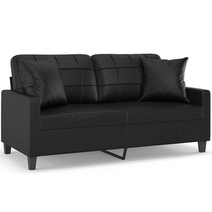 2-Sitzer-Sofa mit Kissen Schwarz 140 cm Kunstleder