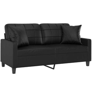 2-Sitzer-Sofa mit Kissen Schwarz 140 cm Kunstleder