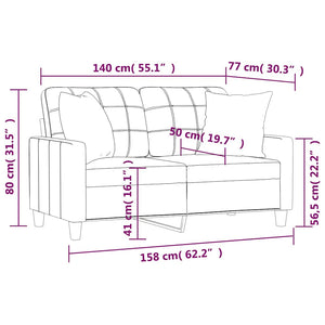 2-Sitzer-Sofa mit Kissen Schwarz 140 cm Kunstleder