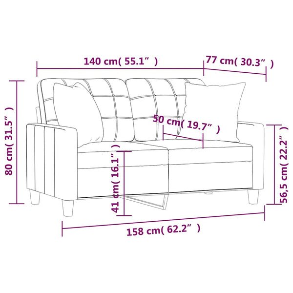 2-Sitzer-Sofa mit Kissen Schwarz 140 cm Kunstleder
