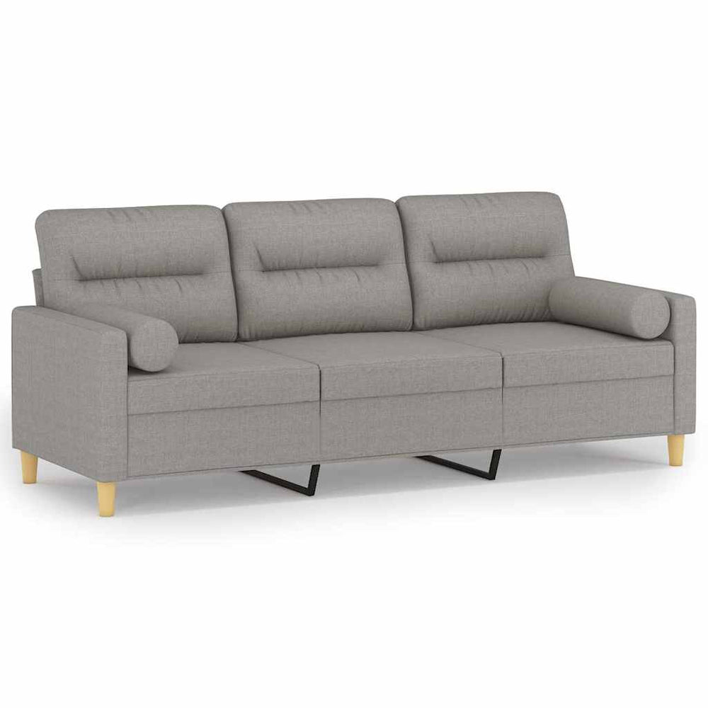 3-Sitzer-Sofa mit Kissen Hellgrau 180 cm Stoff