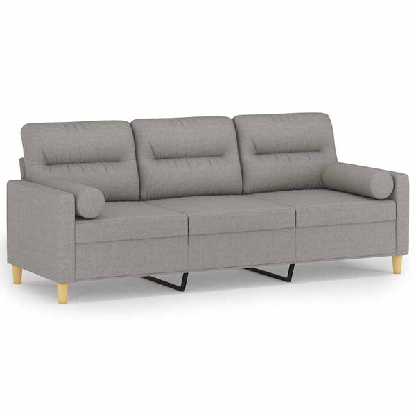 3-Sitzer-Sofa mit Kissen Hellgrau 180 cm Stoff
