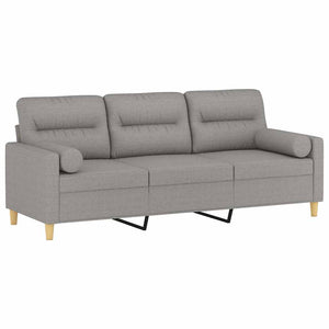 3-Sitzer-Sofa mit Kissen Hellgrau 180 cm Stoff