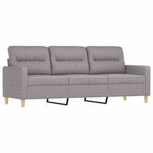 3-Sitzer-Sofa mit Kissen Hellgrau 180 cm Stoff
