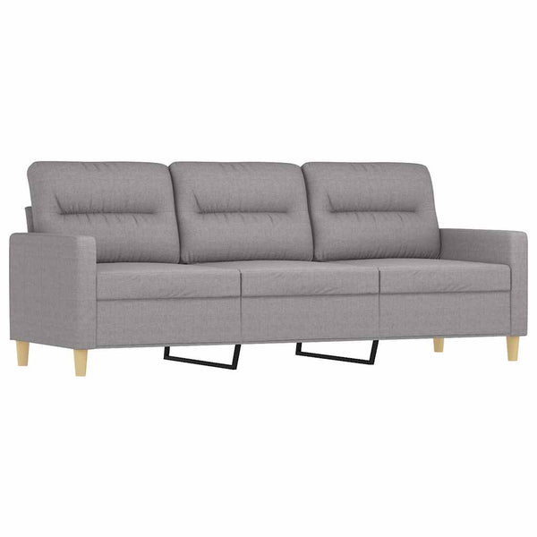 3-Sitzer-Sofa mit Kissen Hellgrau 180 cm Stoff