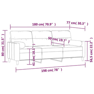 3-Sitzer-Sofa mit Kissen Hellgrau 180 cm Stoff