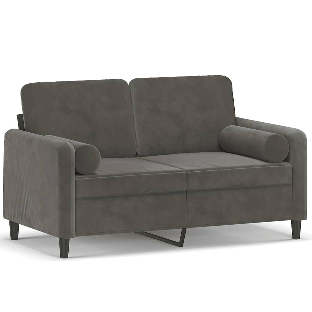 2-Sitzer-Sofa mit Kissen Dunkelgrau 120 cm Samt